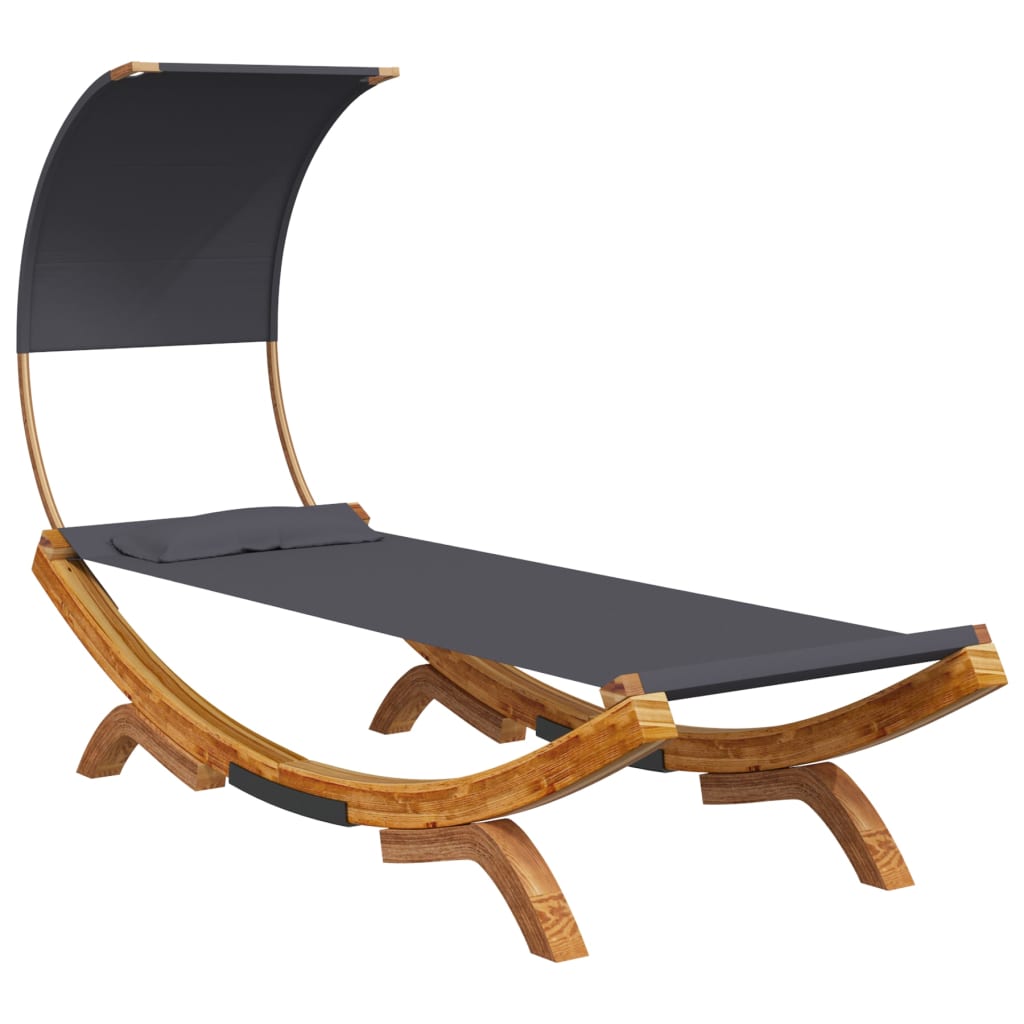 Sonnenliege mit Dach 100x200x126 cm Bugholz Massiv Anthrazit