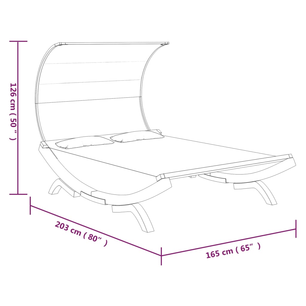 Sonnenliege mit Dach 165x203x126 cm Bugholz Massiv Creme