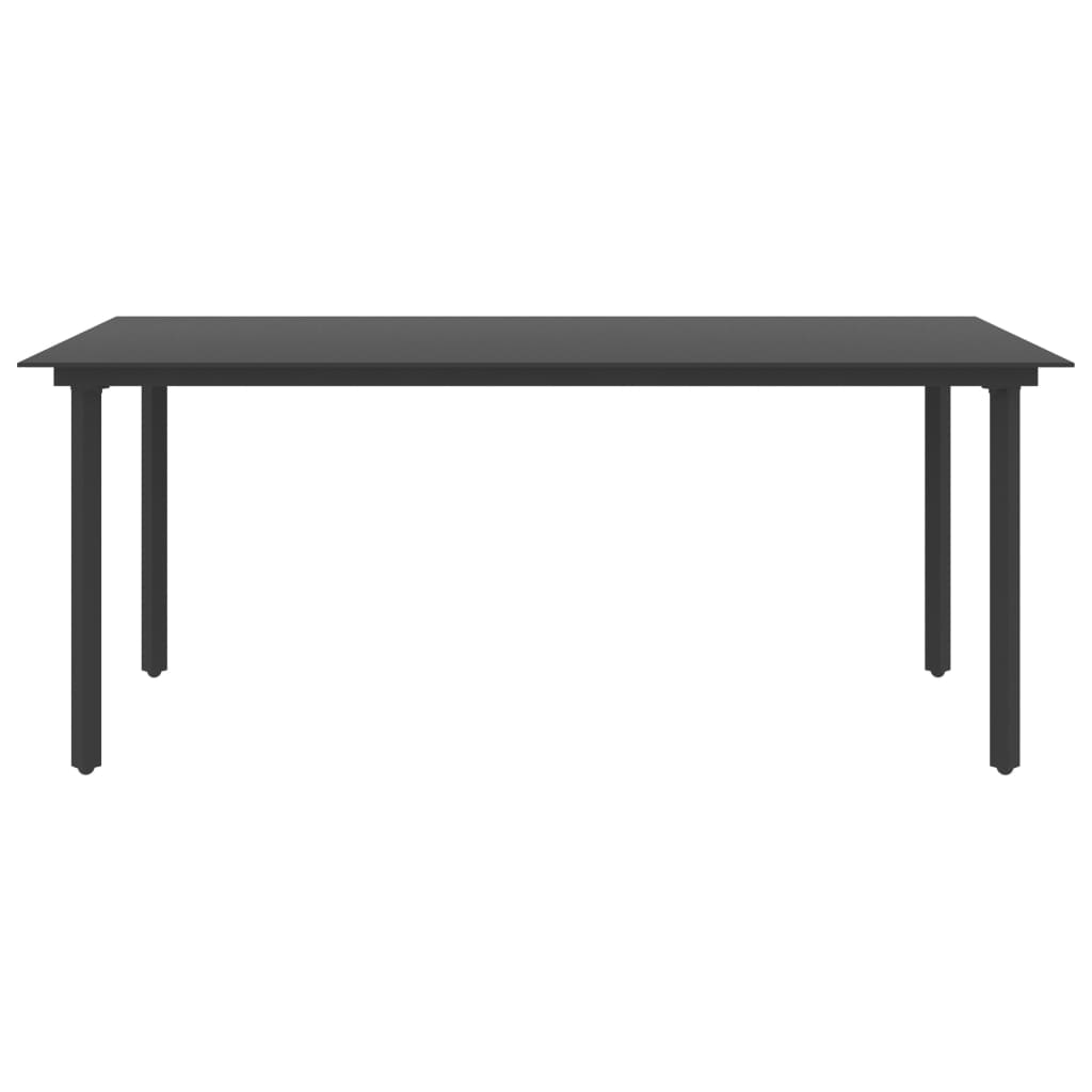 Garten-Esstisch Schwarz 190x90x74 cm Stahl und Glas
