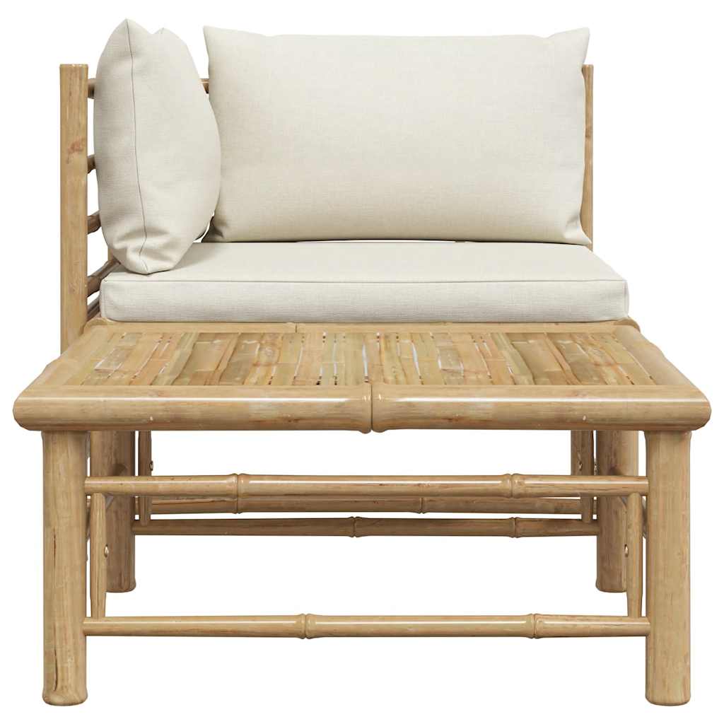 2-tlg. Garten-Lounge-Set mit Kissen Cremeweiß Bambus
