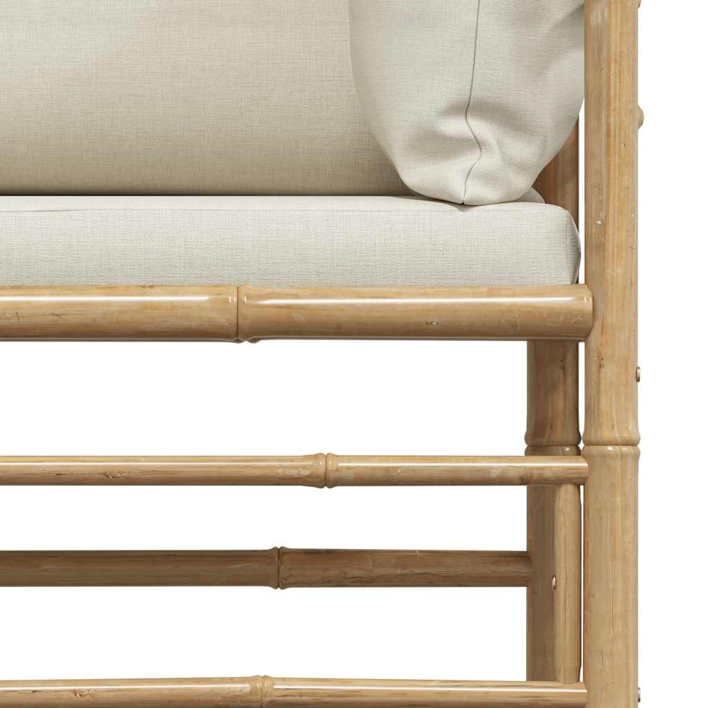 Garten-Ecksofa mit Kissen Cremeweiß Bambus