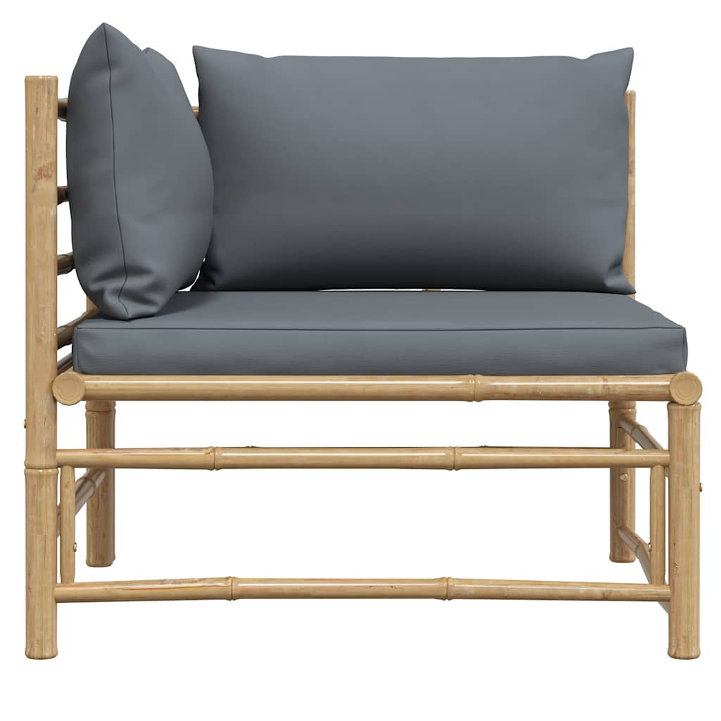 Garten-Ecksofa mit Dunkelgrauen Kissen Bambus