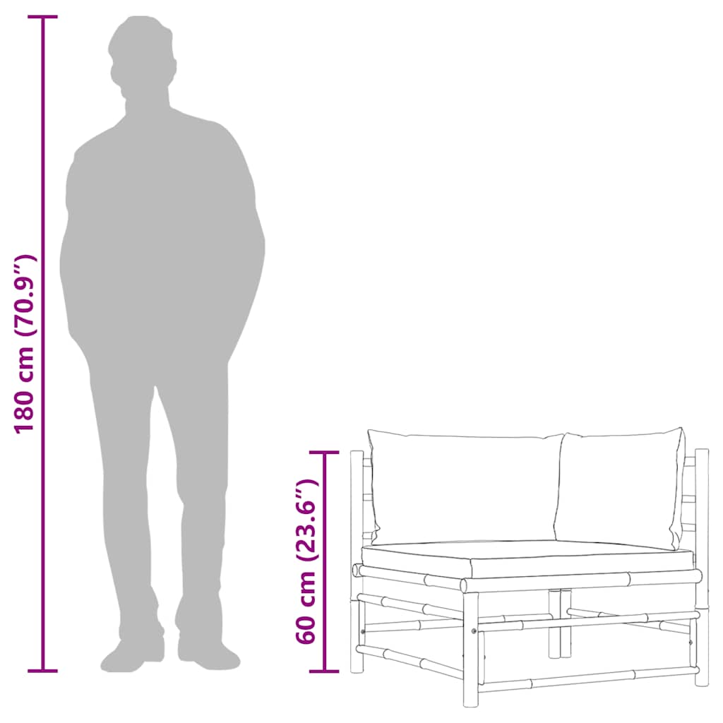 Garten-Ecksofa mit Dunkelgrauen Kissen Bambus