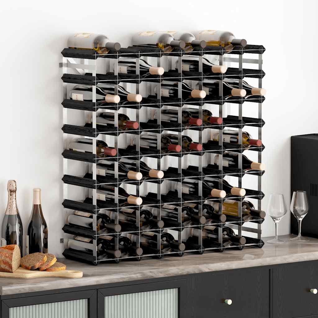 Weinregal für 72 Flaschen Schwarz Massivholz Kiefer