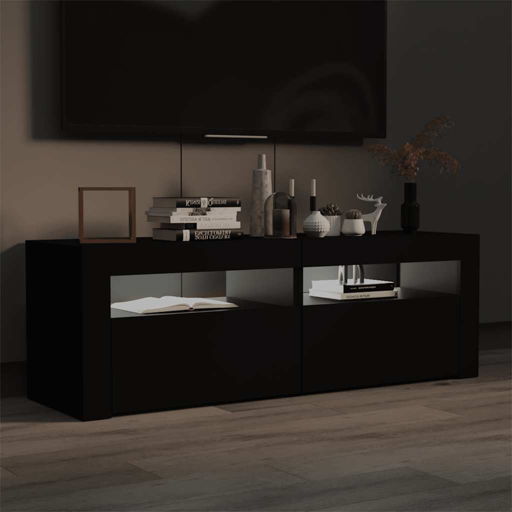 TV-Schrank mit LED-Leuchten Schwarz 120x35x40 cm