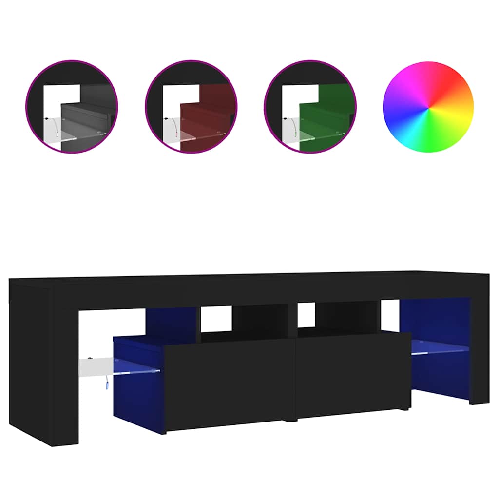 TV-Schrank mit LED-Beleuchtung Schwarz 140x36,5x40 cm