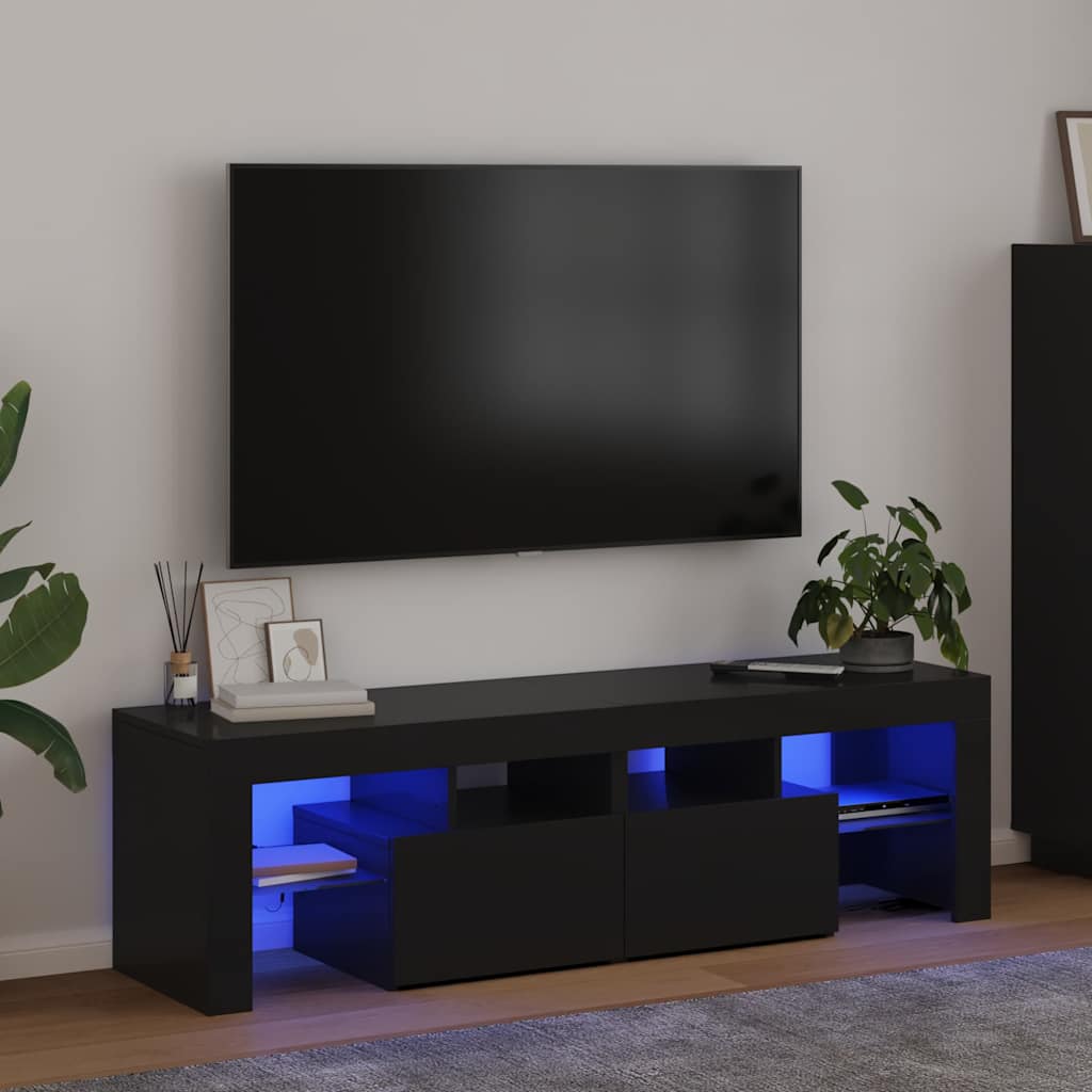 TV-Schrank mit LED-Beleuchtung Schwarz 140x36,5x40 cm