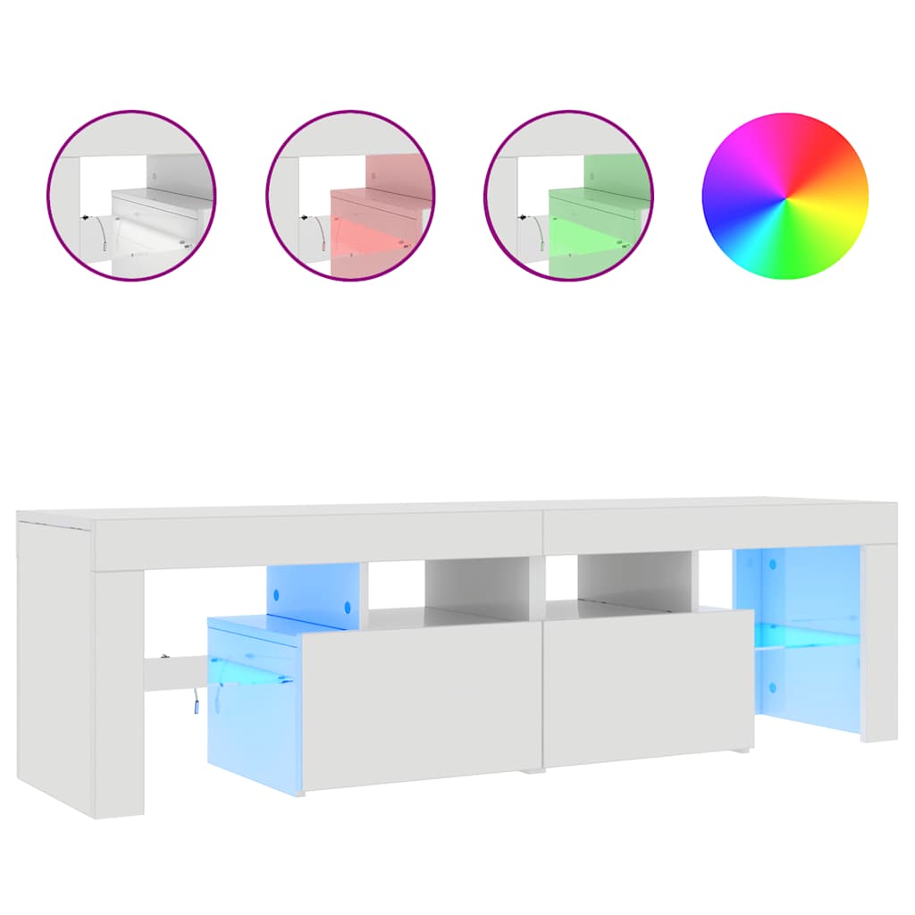 TV-Schrank mit LED-Beleuchtung Hochglanz-Weiß 140x36,5x40 cm