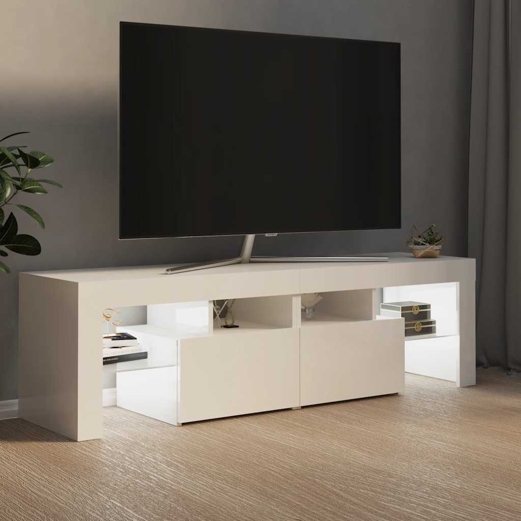 TV-Schrank mit LED-Beleuchtung Hochglanz-Weiß 140x36,5x40 cm