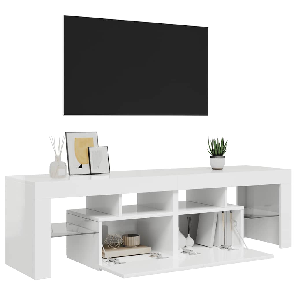 TV-Schrank mit LED-Beleuchtung Hochglanz-Weiß 140x36,5x40 cm