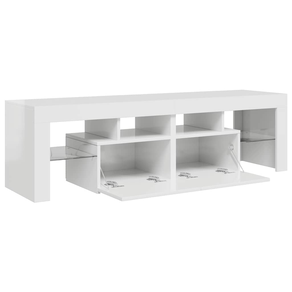 TV-Schrank mit LED-Beleuchtung Hochglanz-Weiß 140x36,5x40 cm