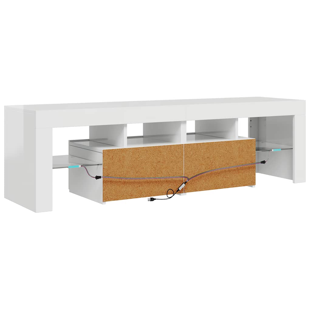 TV-Schrank mit LED-Beleuchtung Hochglanz-Weiß 140x36,5x40 cm