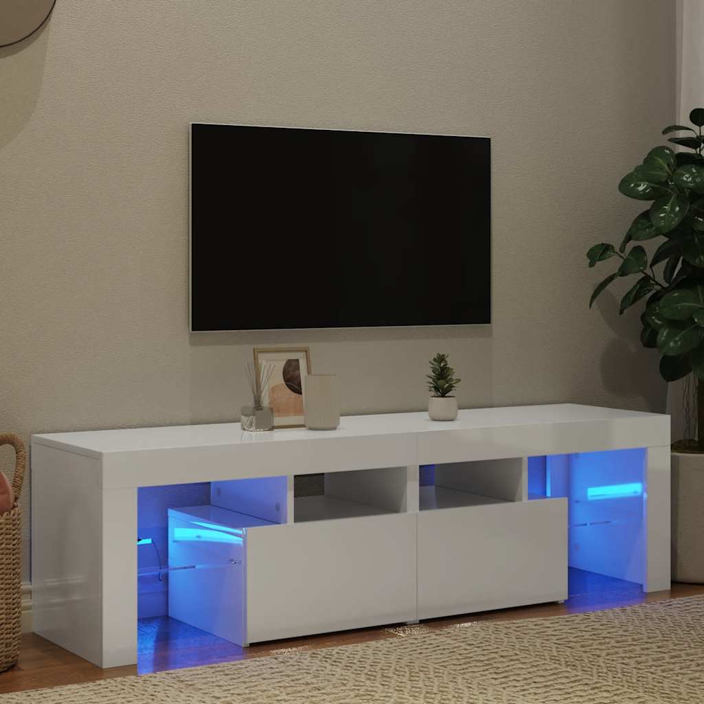 TV-Schrank mit LED-Beleuchtung Hochglanz-Weiß 140x36,5x40 cm