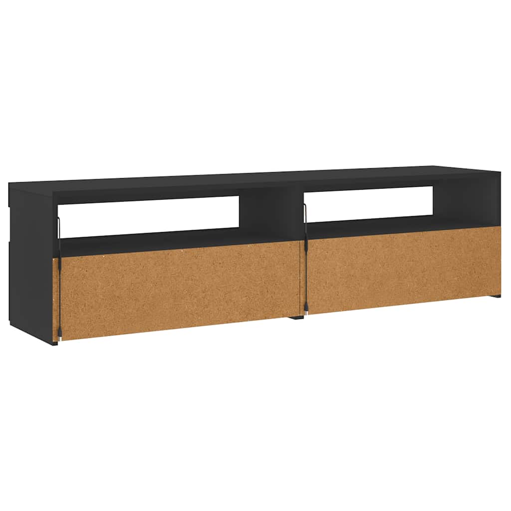TV-Schränke 2 Stk. mit LED-Leuchten Schwarz 75x35x40 cm