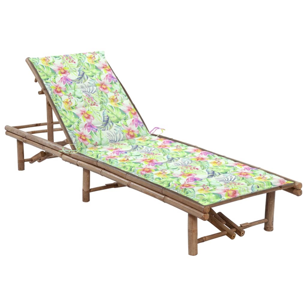 Garten-Sonnenliege mit Auflage Bambus