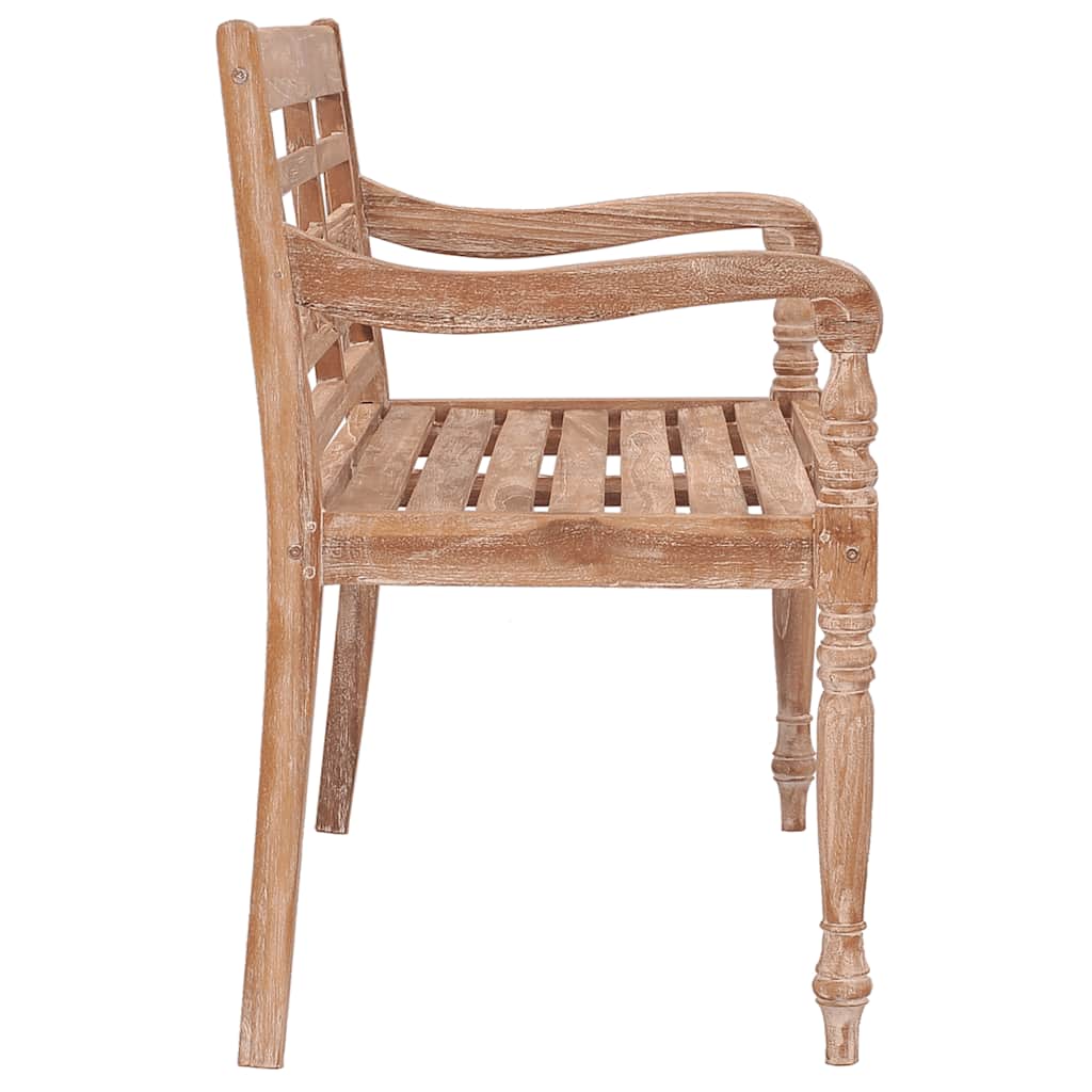 Batavia-Bank 120 cm Weiß Massivholz Teak