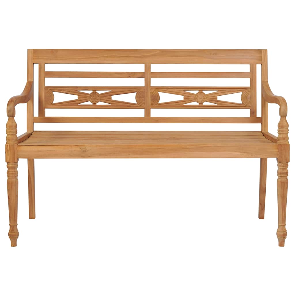Batavia-Gartenbank mit Beigem Kissen 120 cm Teak Massivholz