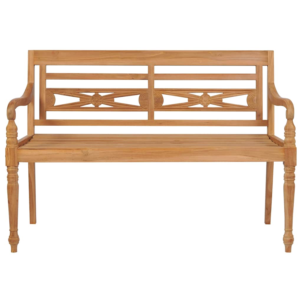 Batavia-Gartenbank mit Hellgrünem Kissen 120 cm Teak Massivholz