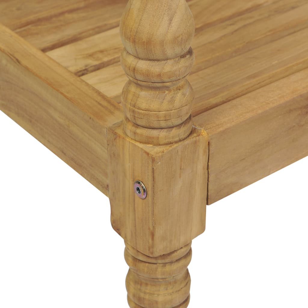 Batavia-Gartenbank Rotes Karomuster-Kissen 120 cm Teak Massiv