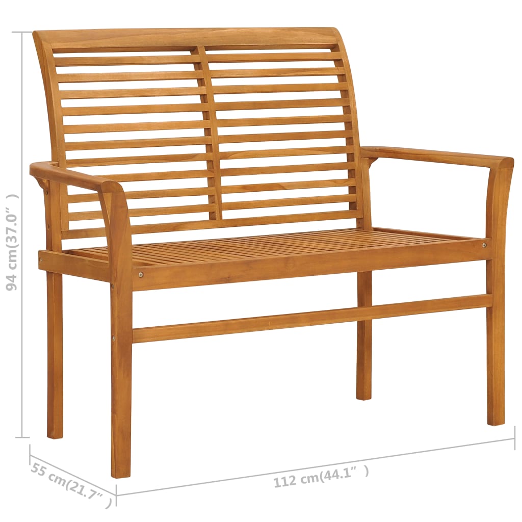Gartenbank mit Taupe Auflage 112 cm Massivholz Teak