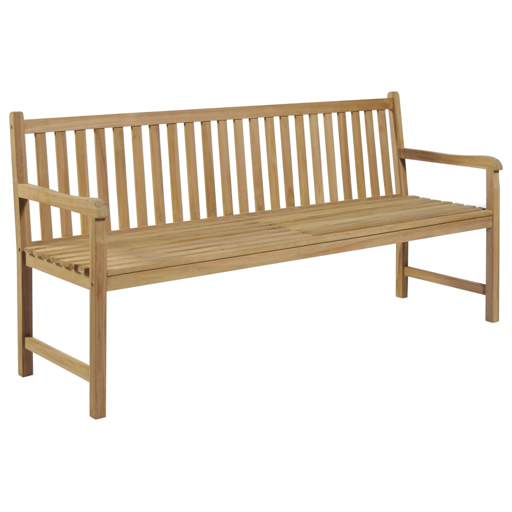 Gartenbank mit Cremeweißer Auflage 175 cm Massivholz Teak