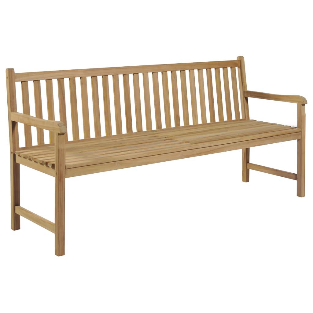 Gartenbank mit Beige Auflage 175 cm Massivholz Teak