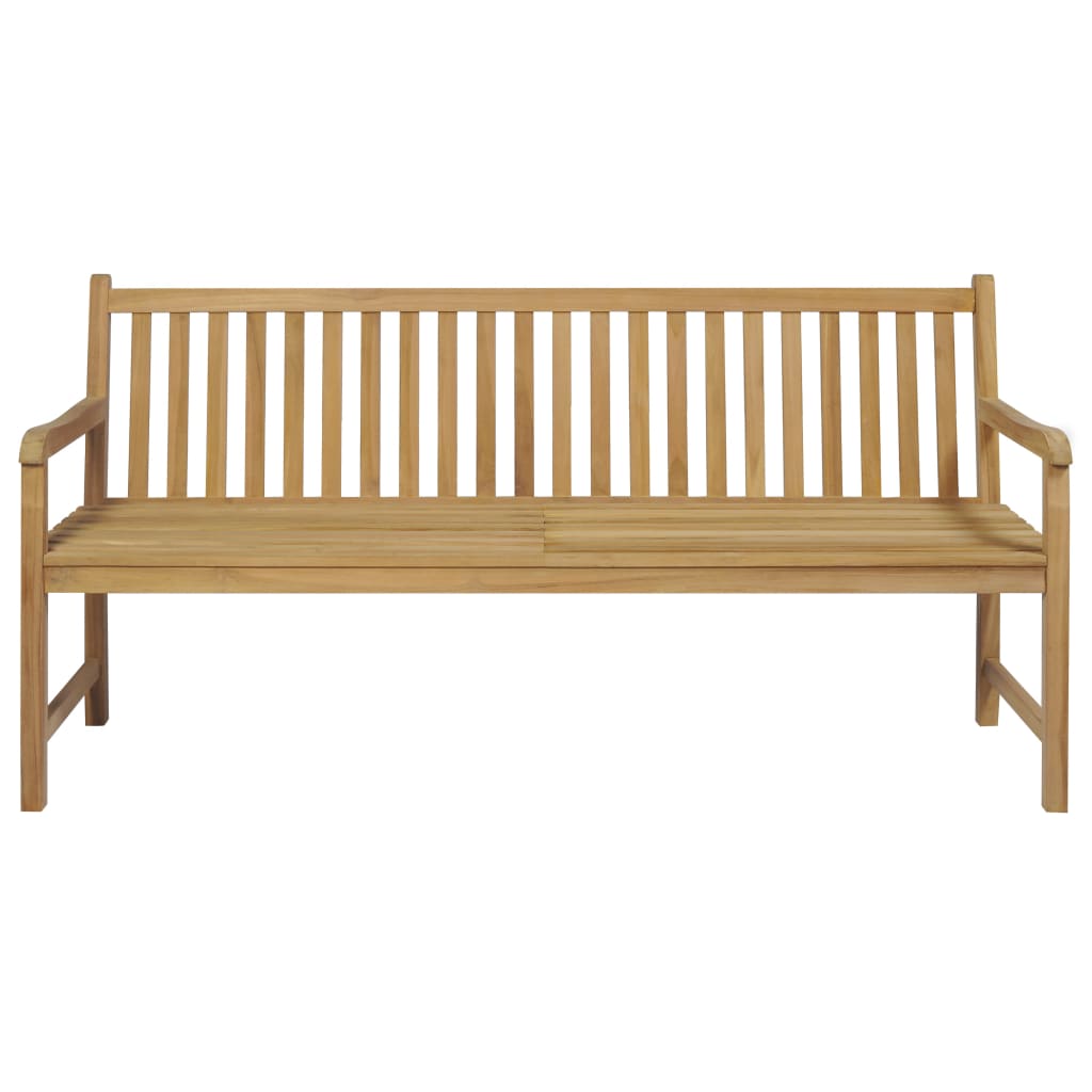 Gartenbank mit Beige Auflage 175 cm Massivholz Teak