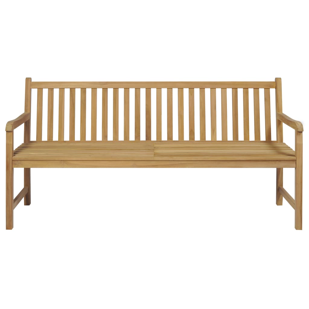 Gartenbank mit Grüner Auflage 175 cm Massivholz Teak