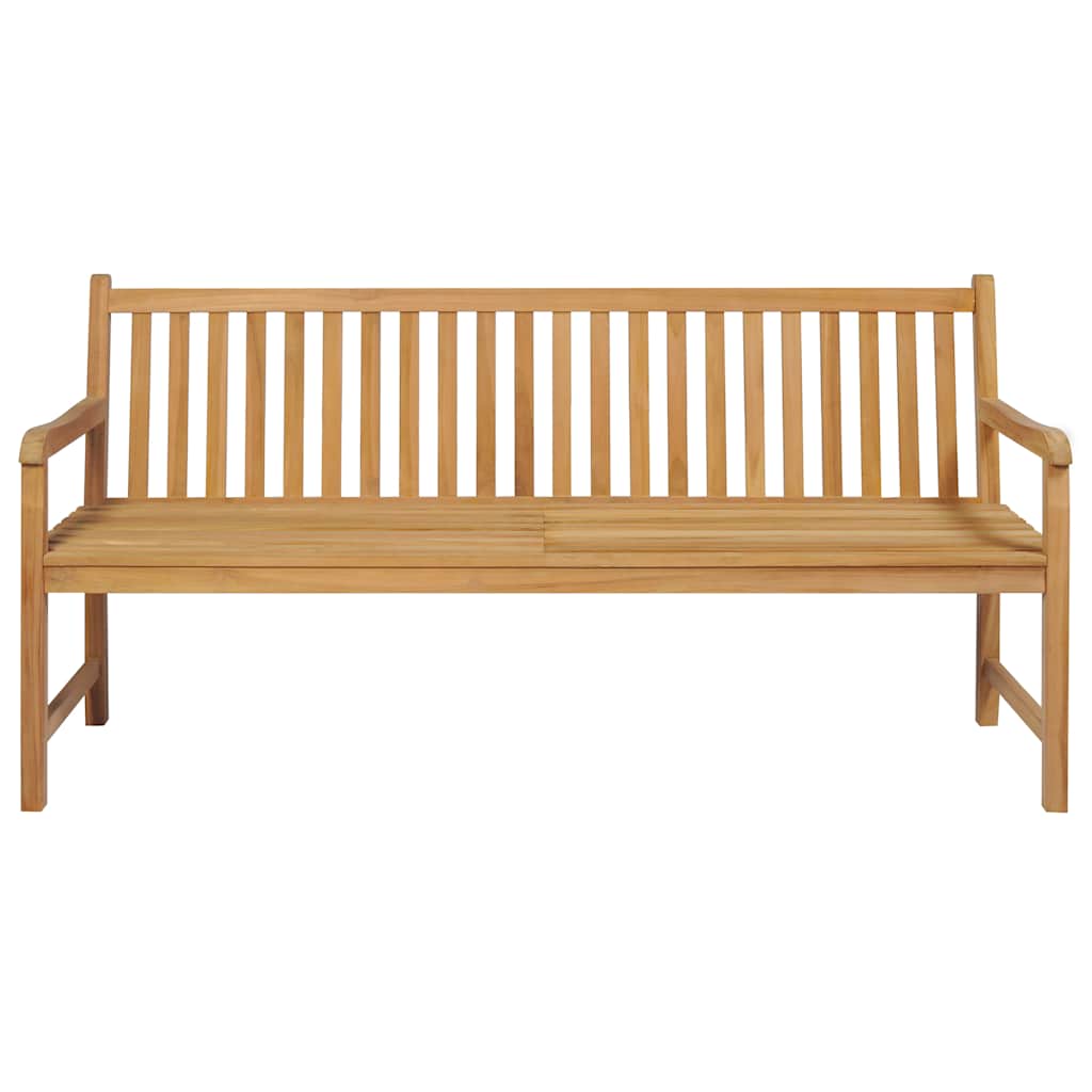 Gartenbank mit Taupe Auflage 175 cm Massivholz Teak