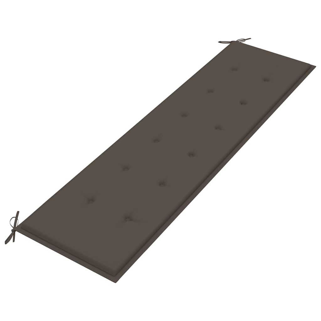 Gartenbank mit Taupe Auflage 175 cm Massivholz Teak