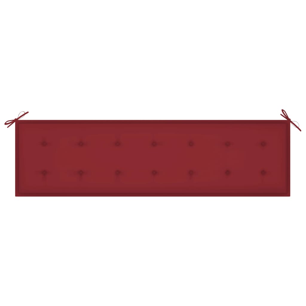 Gartenbank mit Weinroter Auflage 175 cm Massivholz Teak