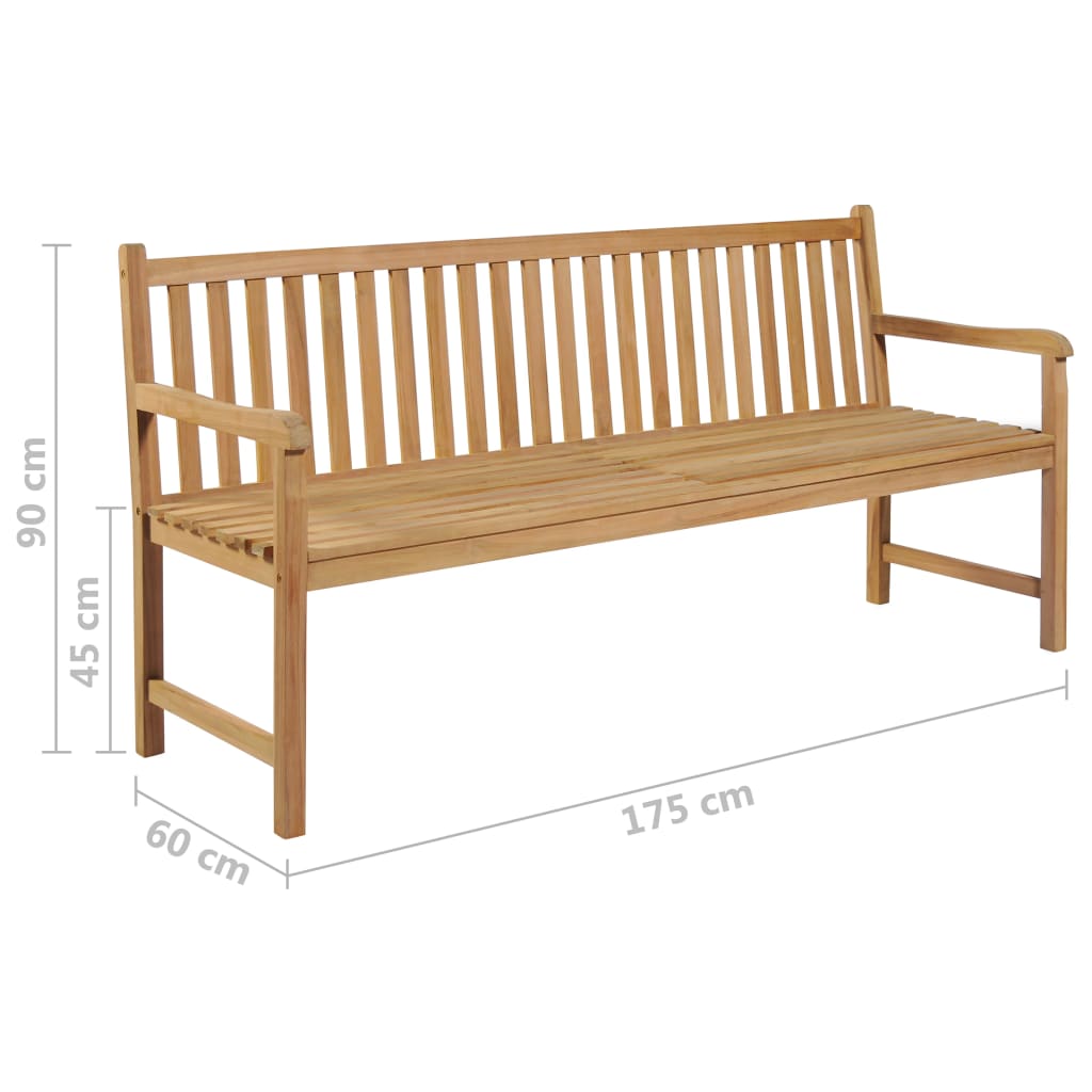 Gartenbank mit Hellgrüner Auflage 175 cm Massivholz Teak