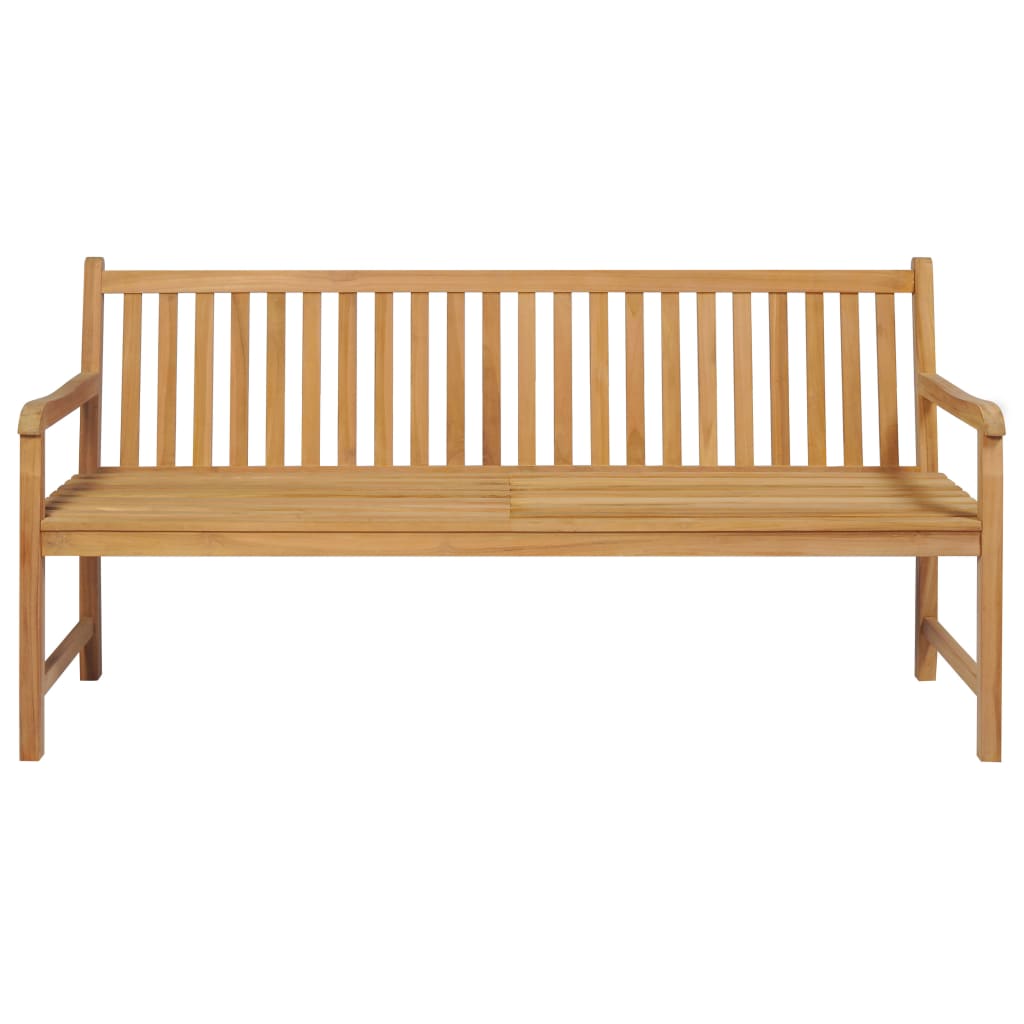 Gartenbank mit Cremeweißer Auflage 175 cm Massivholz Teak