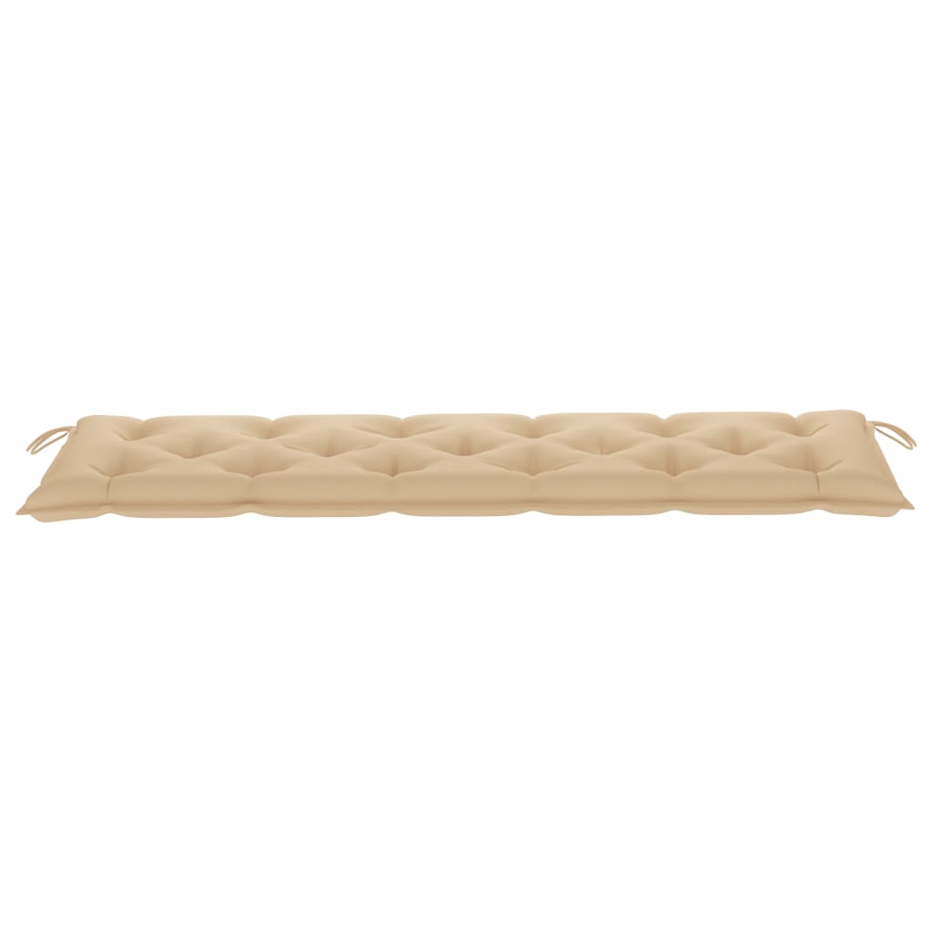 Gartenbank mit Beige Auflage 175 cm Massivholz Teak