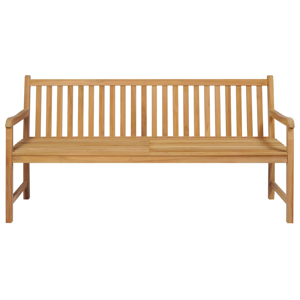 Gartenbank mit Grüner Auflage 175 cm Massivholz Teak