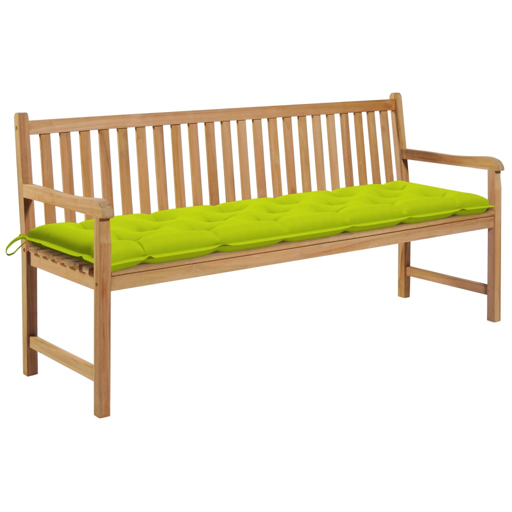 Gartenbank mit Hellgrüner Auflage 175 cm Massivholz Teak