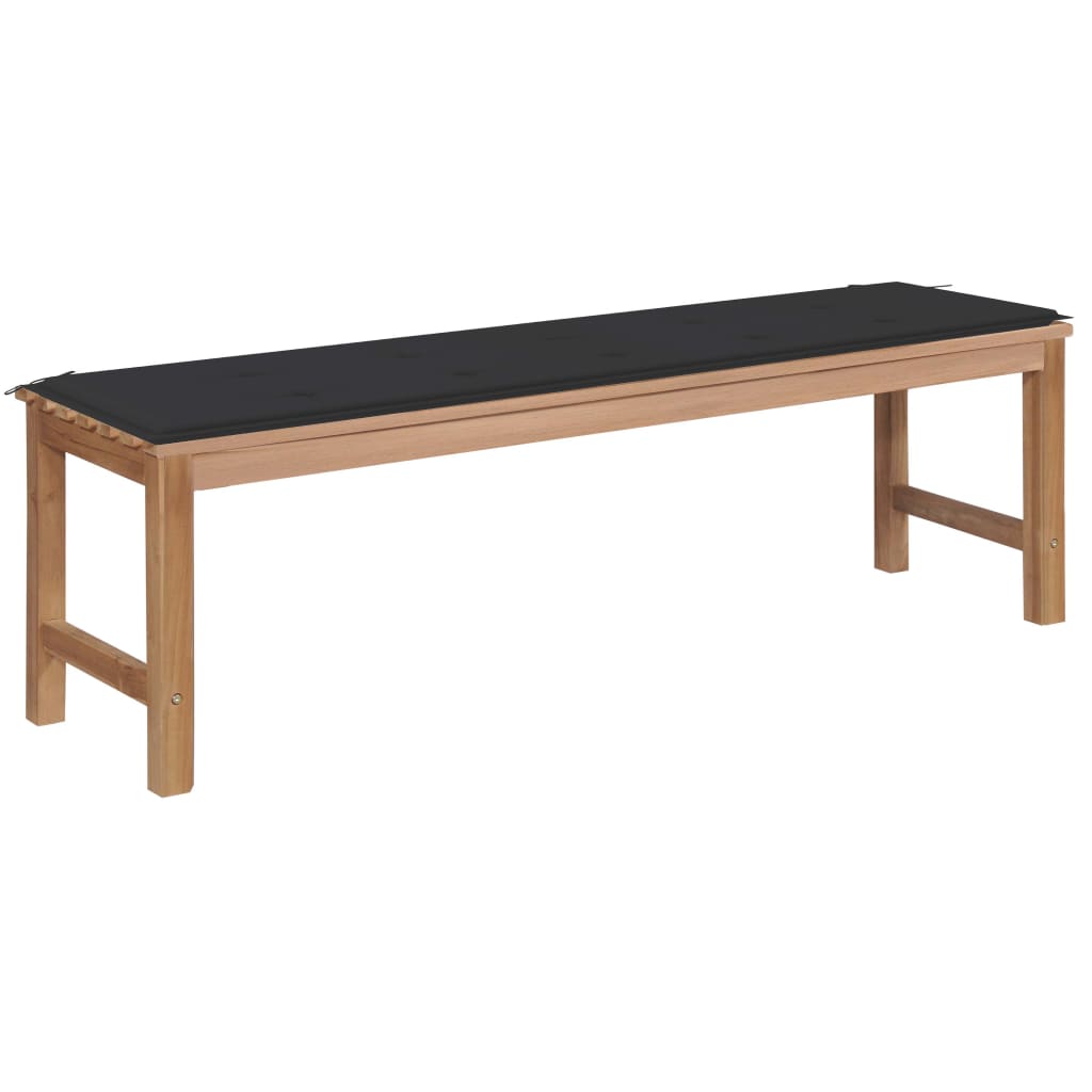 Gartenbank mit Anthrazit Auflage 150 cm Massivholz Teak