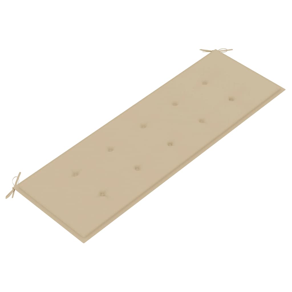 Gartenbank mit Beige Auflage 150 cm Massivholz Teak