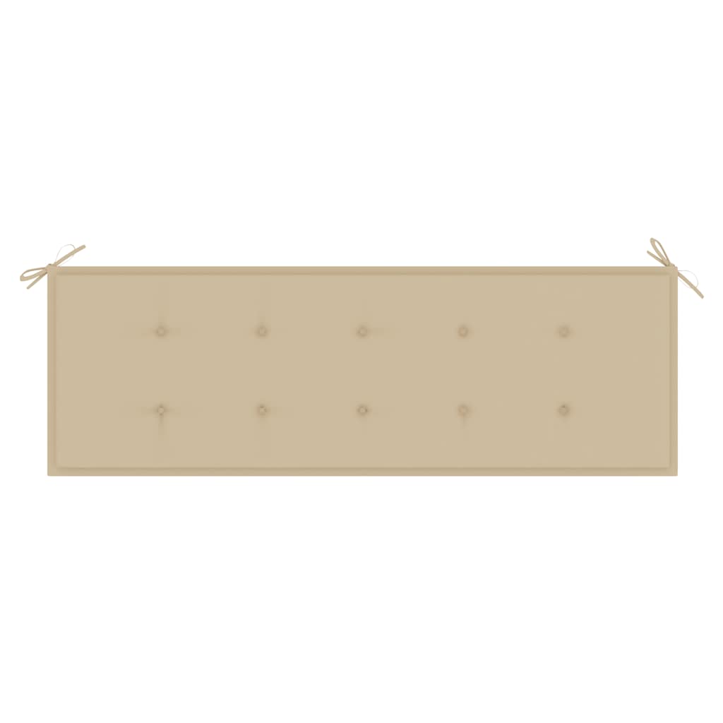 Gartenbank mit Beige Auflage 150 cm Massivholz Teak