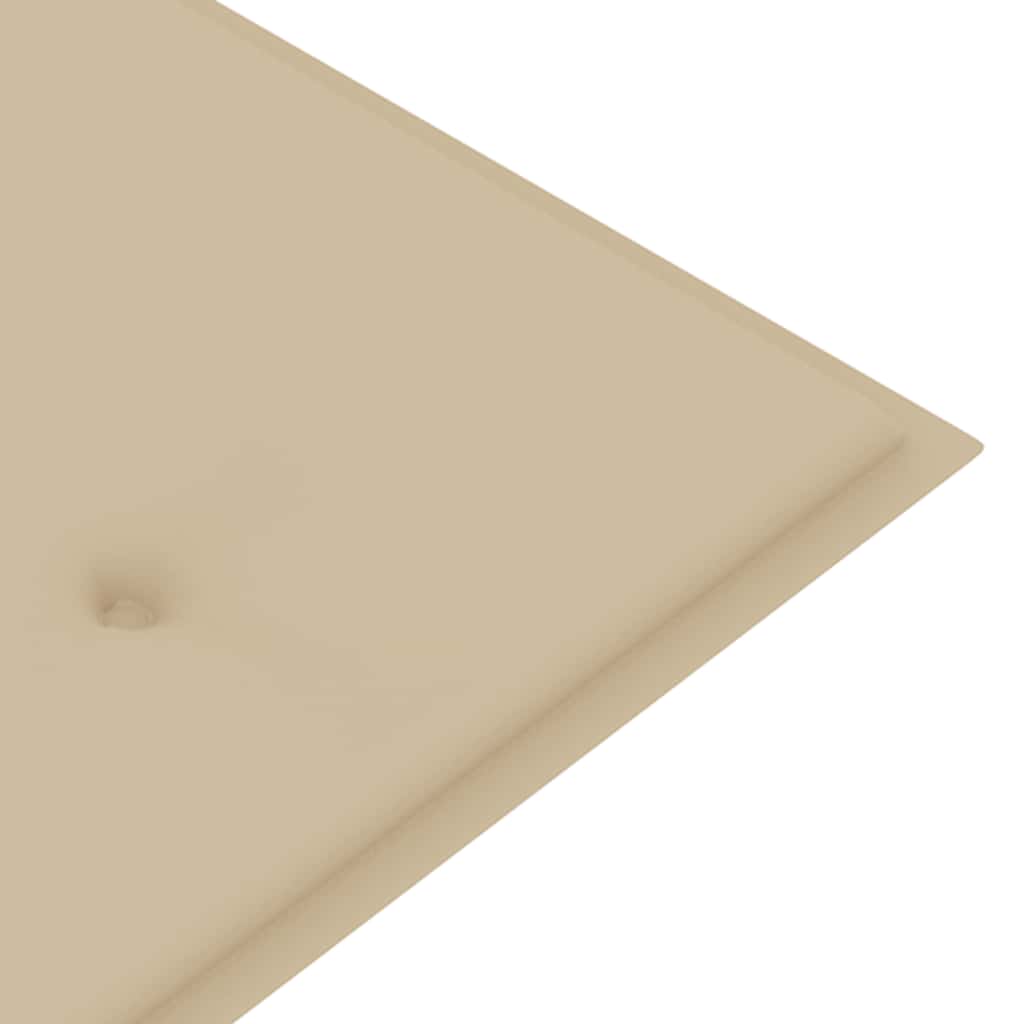 Gartenbank mit Beige Auflage 150 cm Massivholz Teak