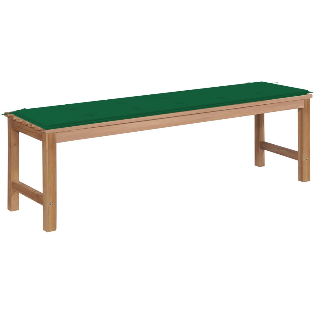 Gartenbank mit Grüner Auflage 150 cm Massivholz Teak