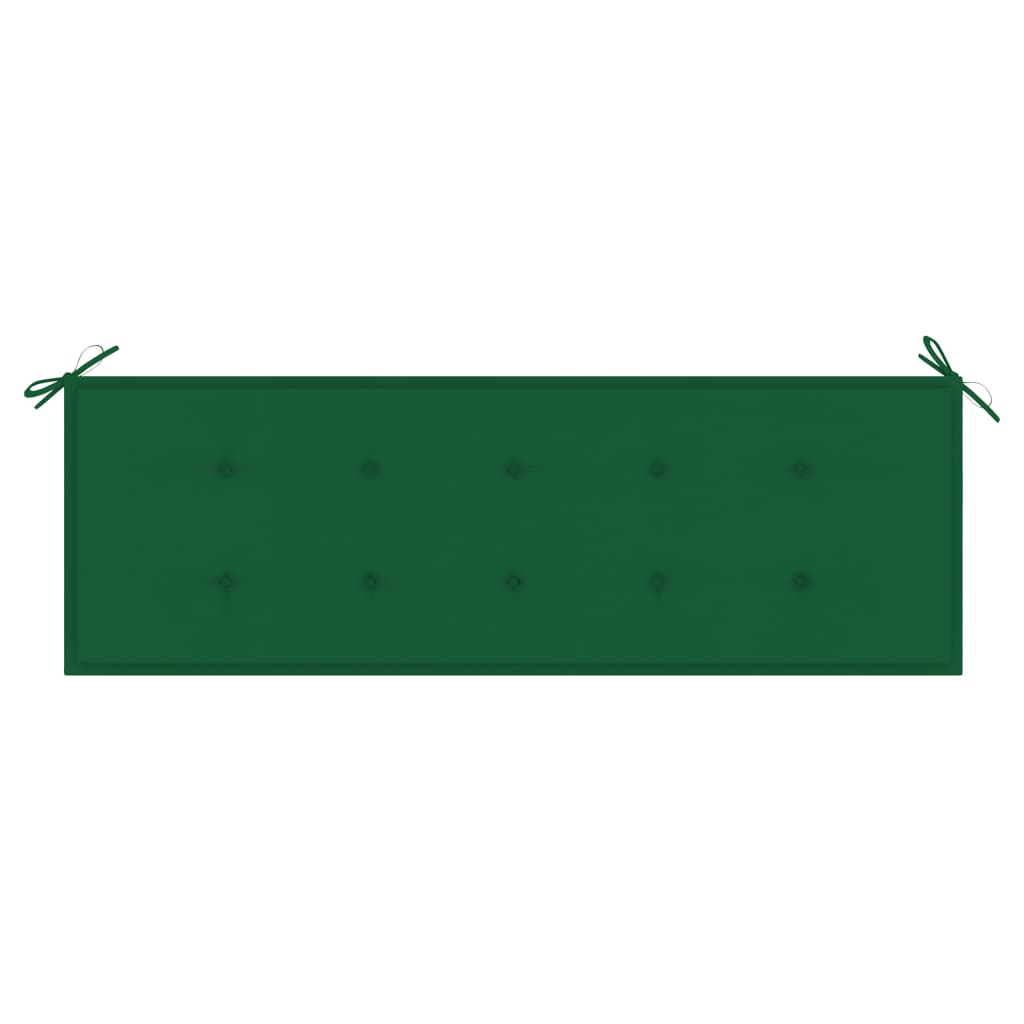 Gartenbank mit Grüner Auflage 150 cm Massivholz Teak