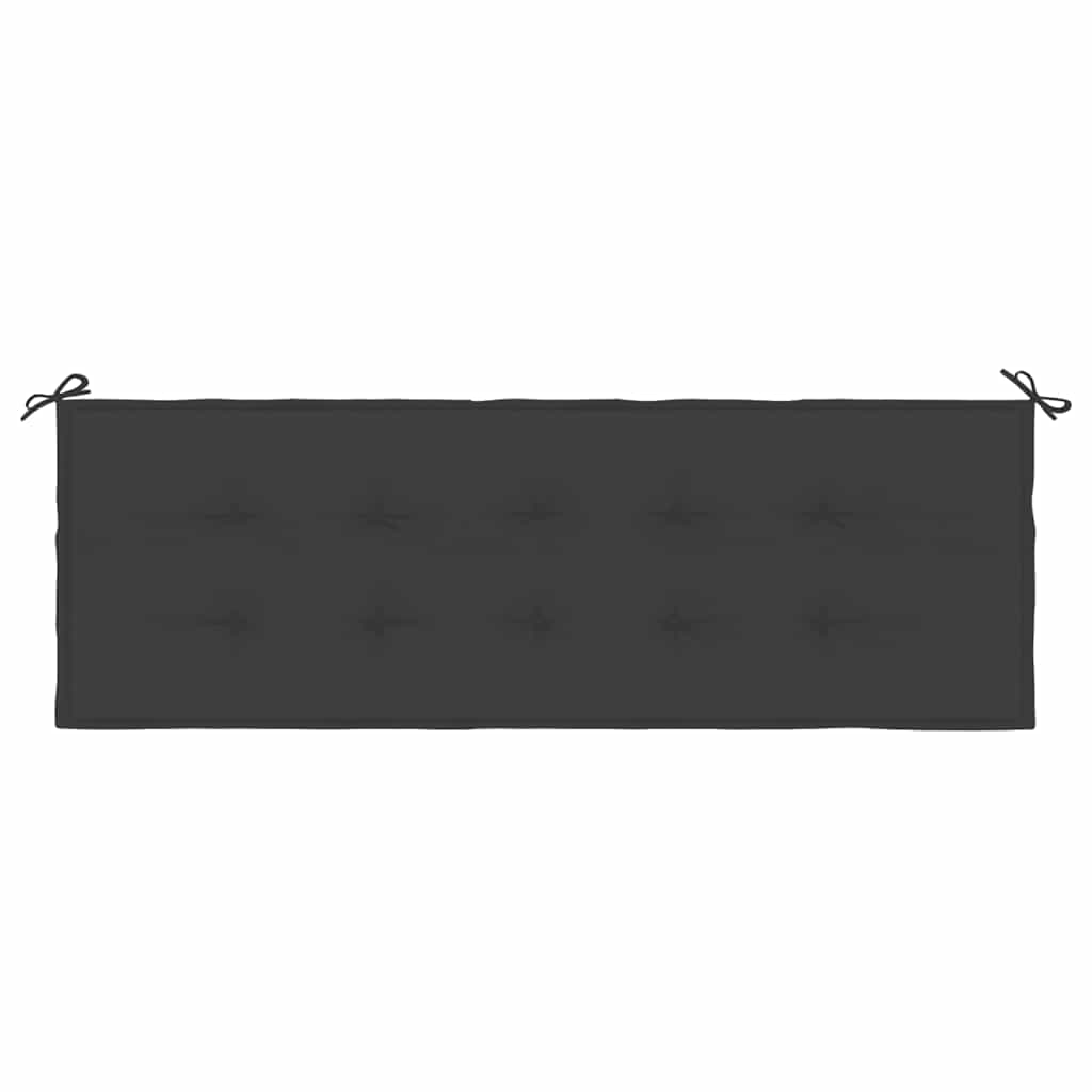 Gartenbank mit Schwarzer Auflage 150 cm Massivholz Teak