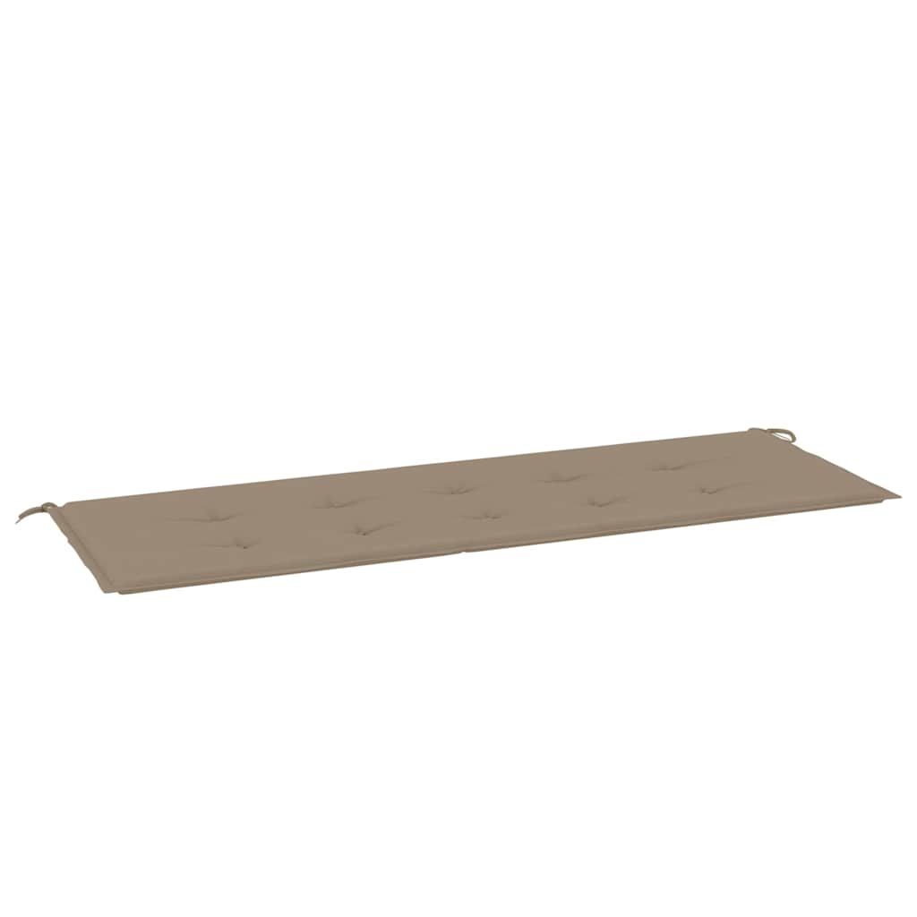 Gartenbank mit Taupe Auflage 150 cm Massivholz Teak