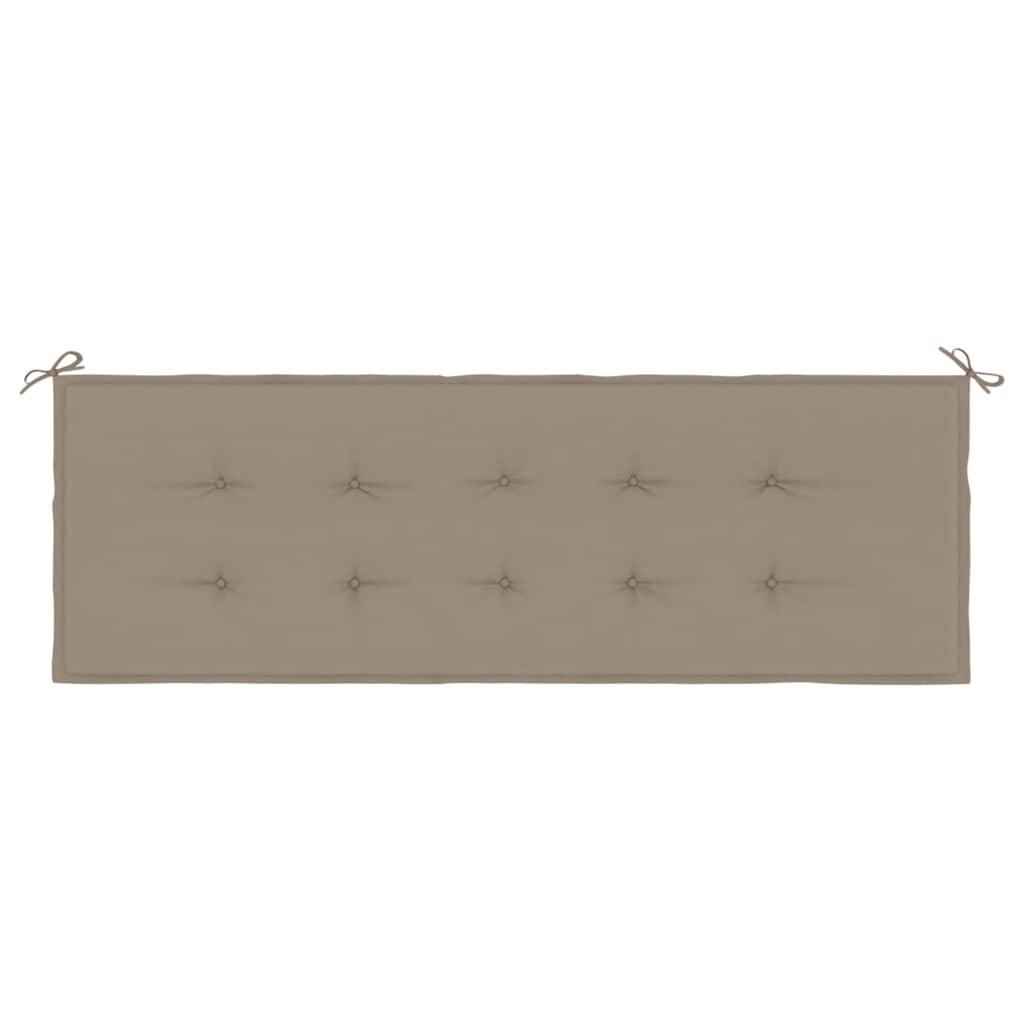 Gartenbank mit Taupe Auflage 150 cm Massivholz Teak