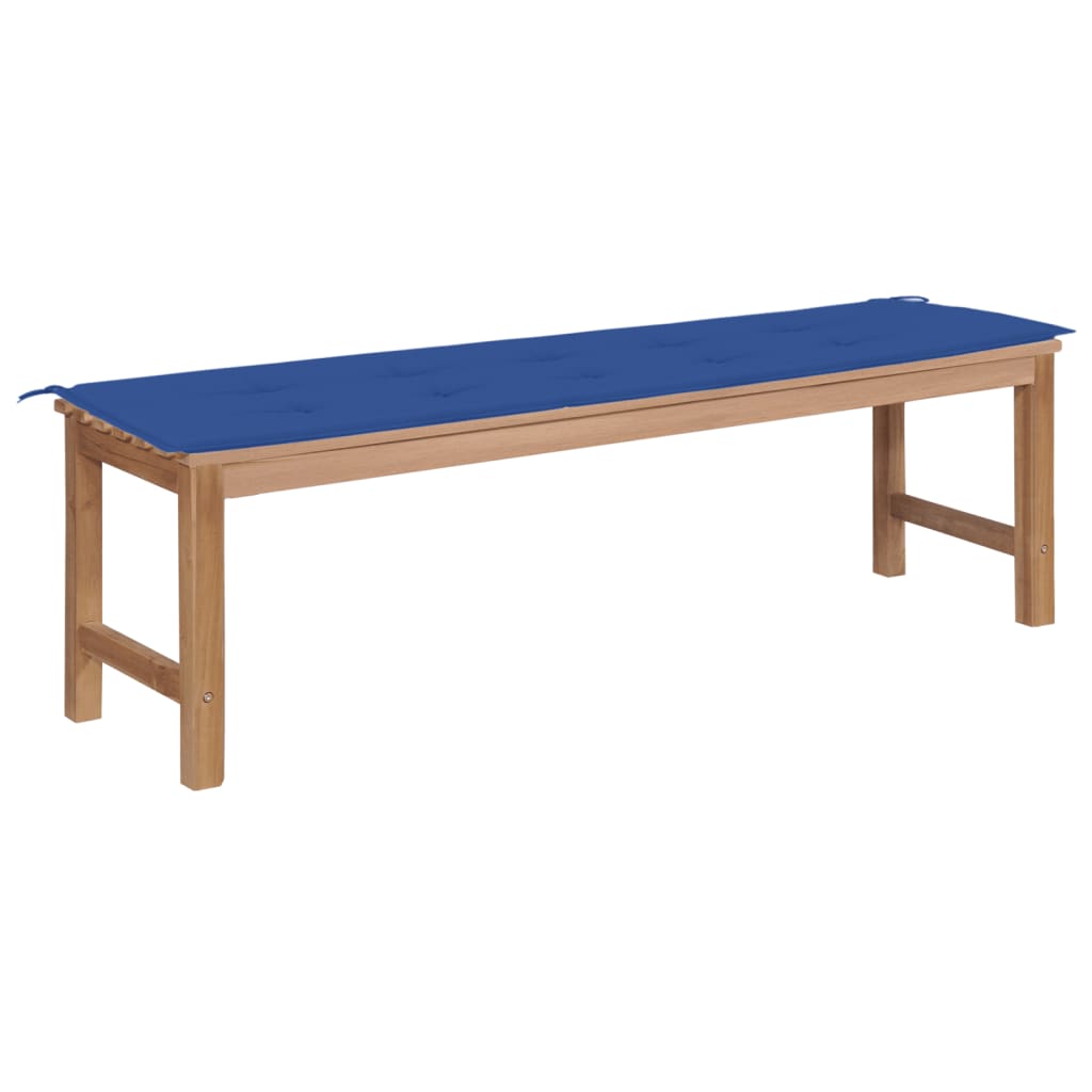 Gartenbank mit Königsblauer Auflage 150 cm Massivholz Teak