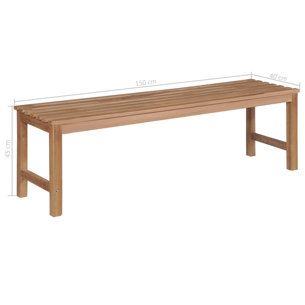 Gartenbank mit Königsblauer Auflage 150 cm Massivholz Teak