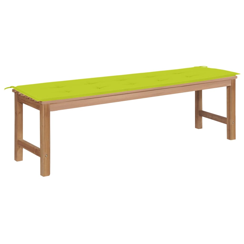 Gartenbank mit Hellgrüner Auflage 150 cm Massivholz Teak