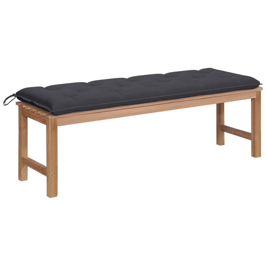Gartenbank mit Anthrazit Auflage 150 cm Massivholz Teak