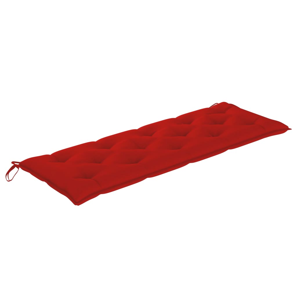 Gartenbank mit Roter Auflage 150 cm Massivholz Teak